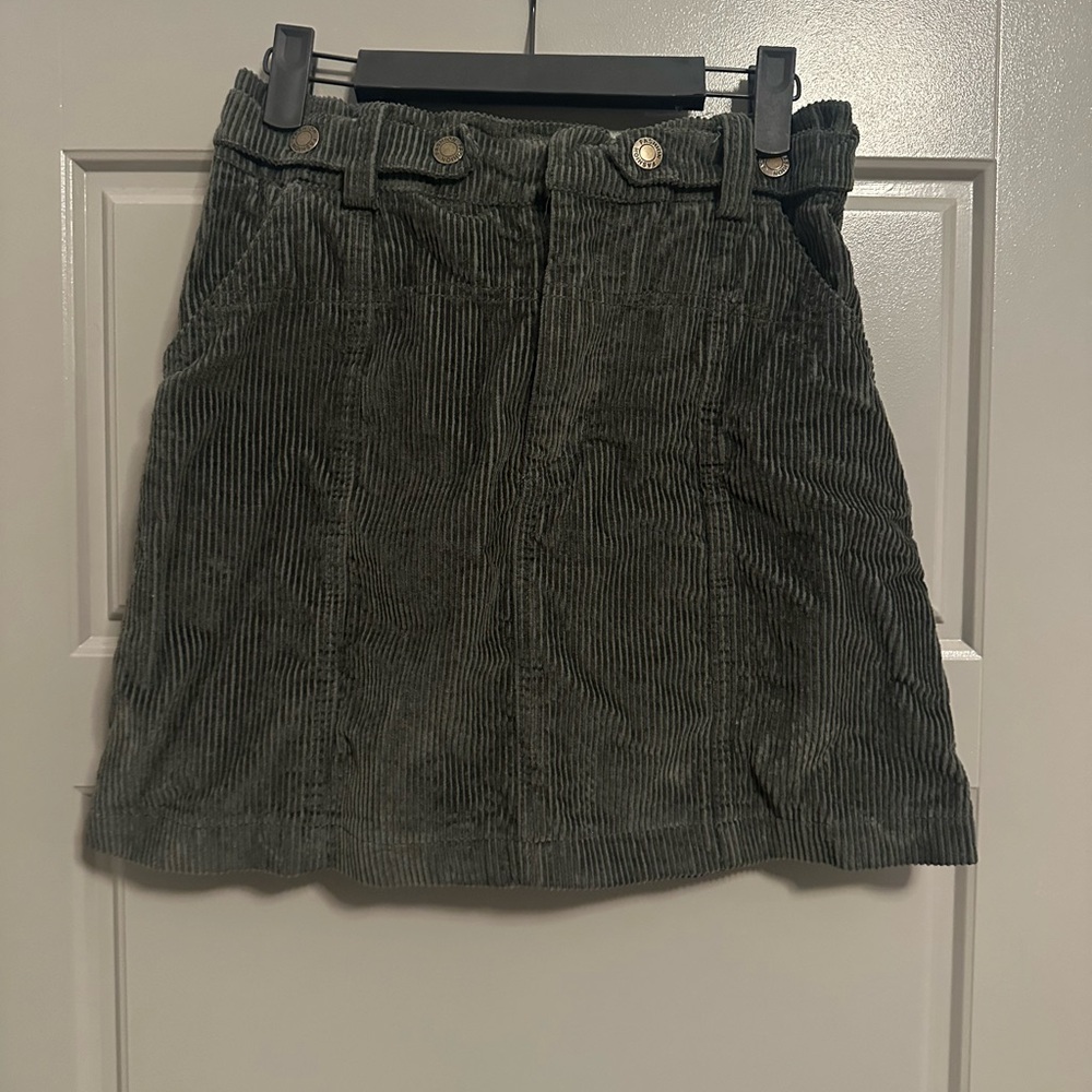 Olive Corduroy Skirt
